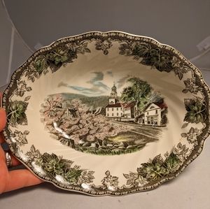 The Friendly Village Oval Vegetable Serving Bowl by Johnson Bros CHIPPED